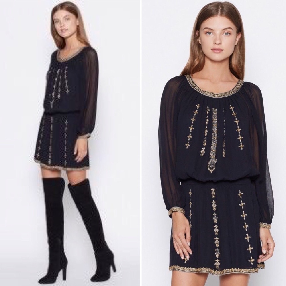 Joie Berline Embroidered Embellished Beaded Dress